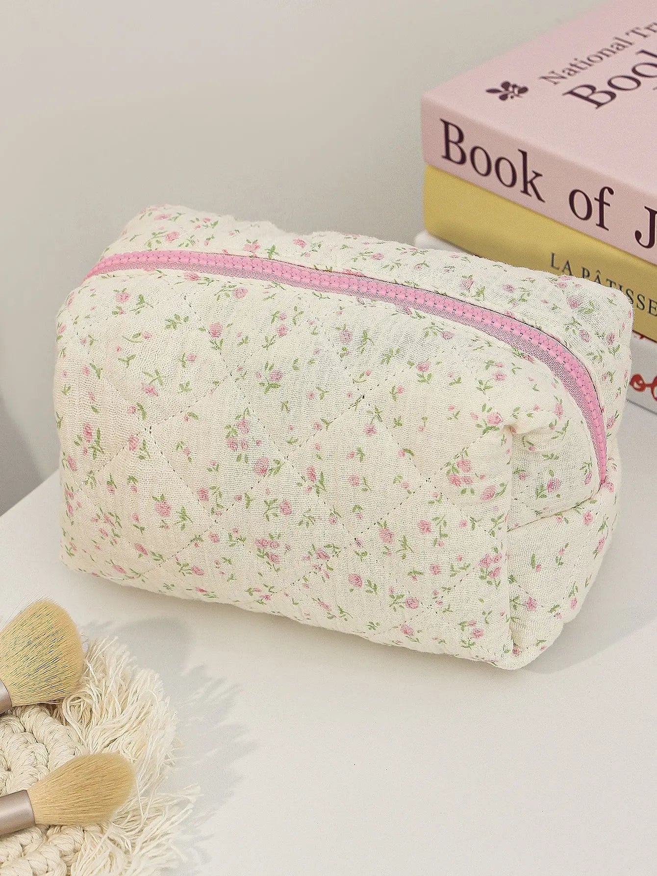 Portable Student Cosmetic Brush Storage Bag High Aesthetic Value Zipper Stationery Accessories Cotton Fabric Leisure Travel Bag