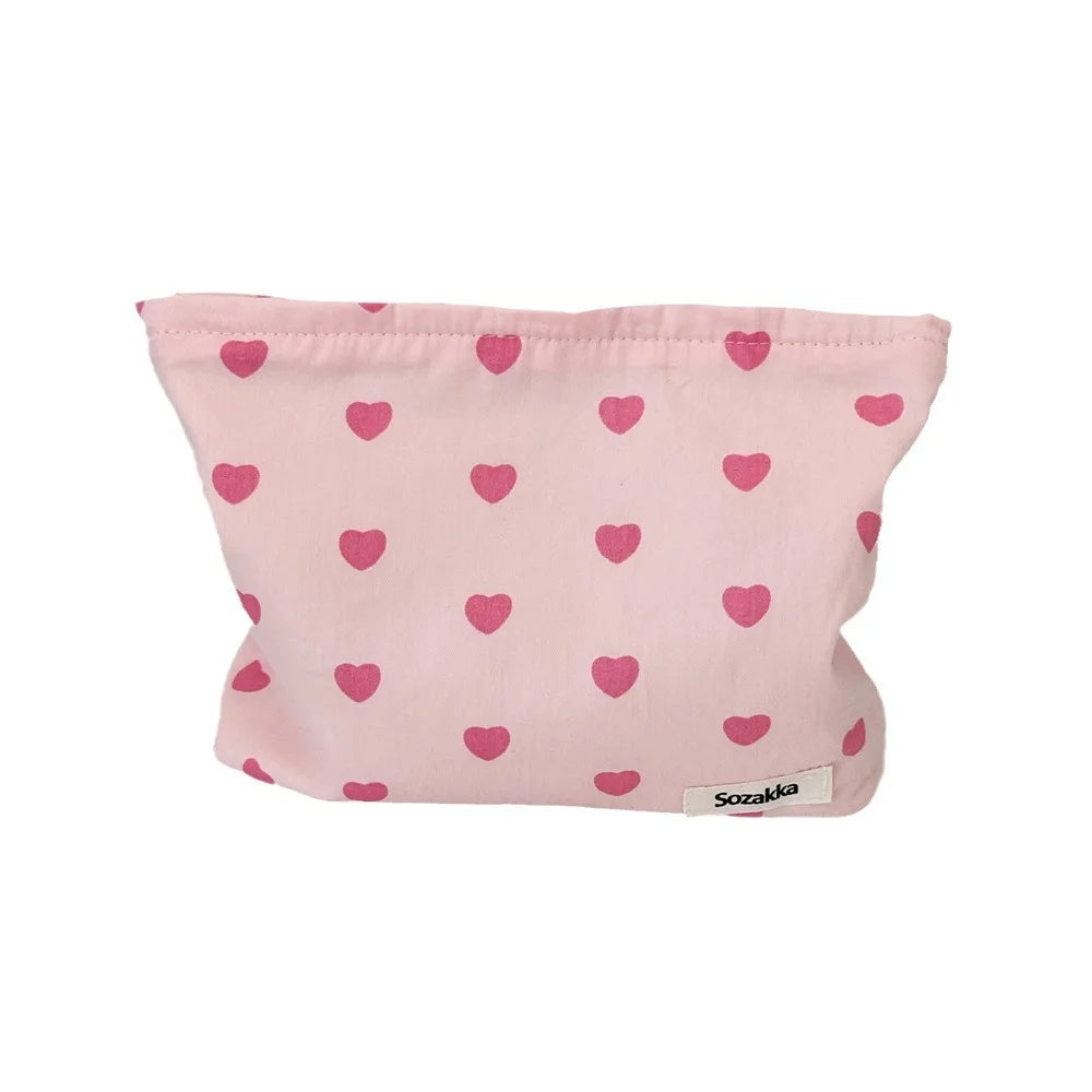 New Pink Love Women Cosmetic Bag Makeup Zipper Bags Purses Coin Lipstick Storage Bag Travel Organizer Toiletry Pouch for Girls