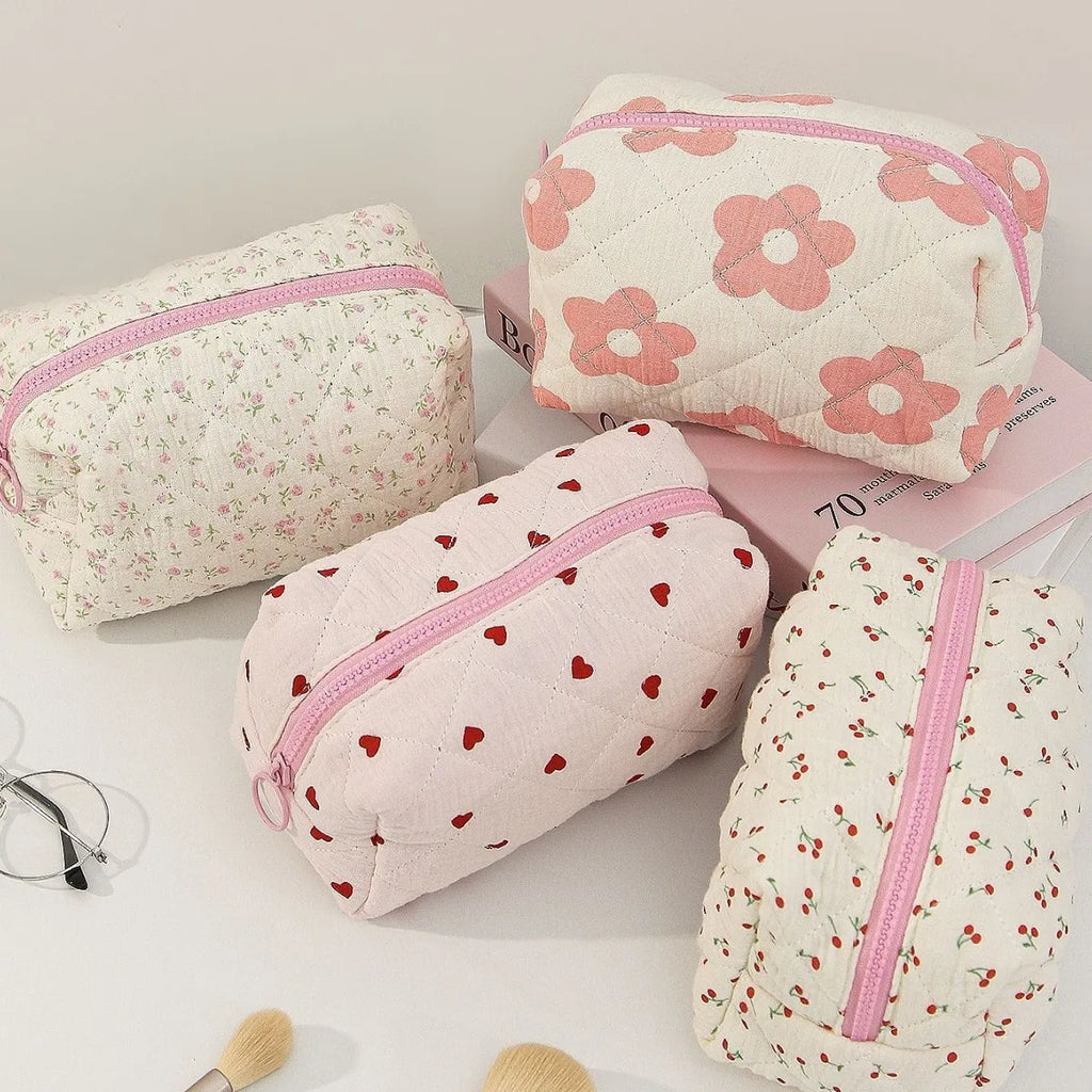 Portable Student Cosmetic Brush Storage Bag High Aesthetic Value Zipper Stationery Accessories Cotton Fabric Leisure Travel Bag