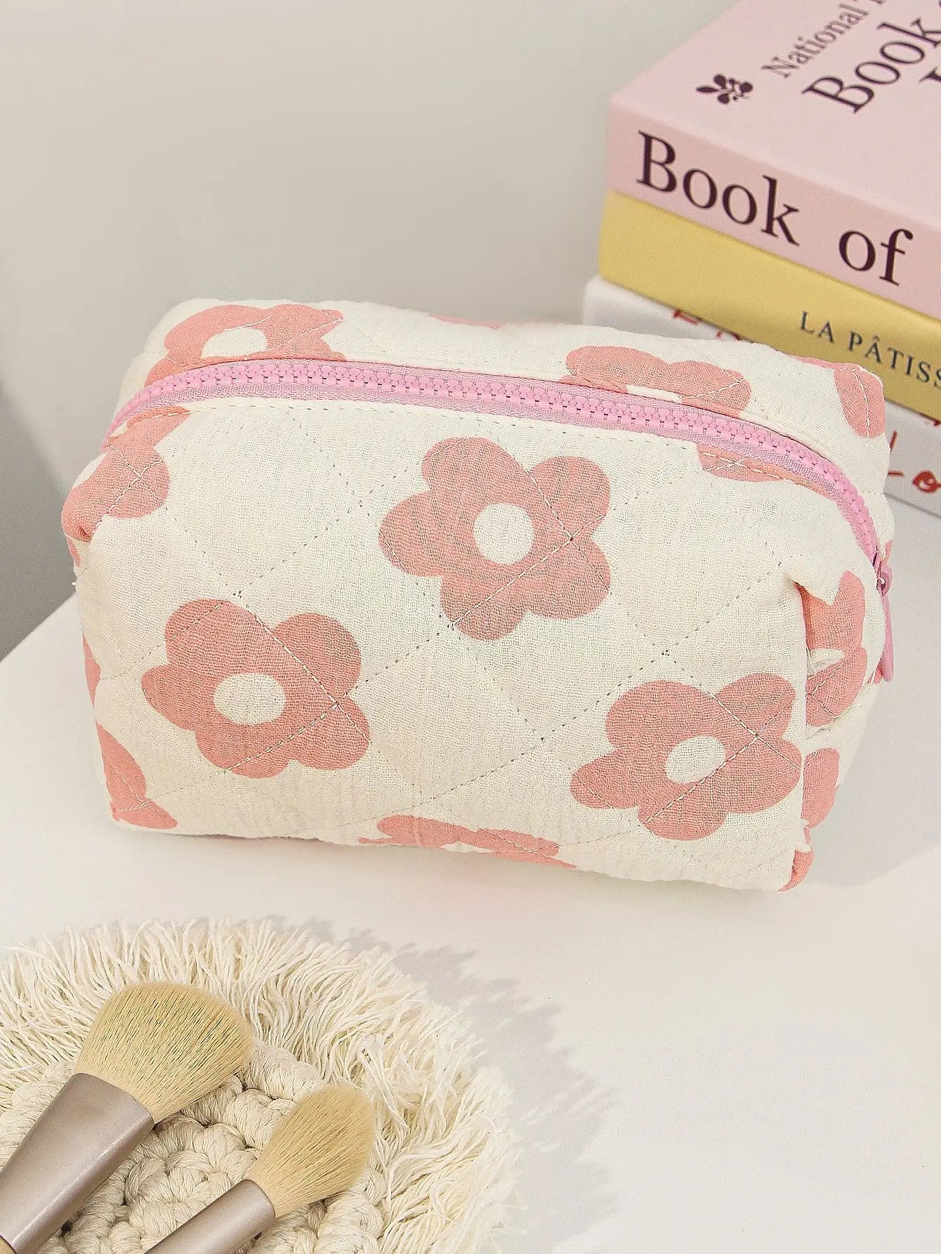Portable Student Cosmetic Brush Storage Bag High Aesthetic Value Zipper Stationery Accessories Cotton Fabric Leisure Travel Bag